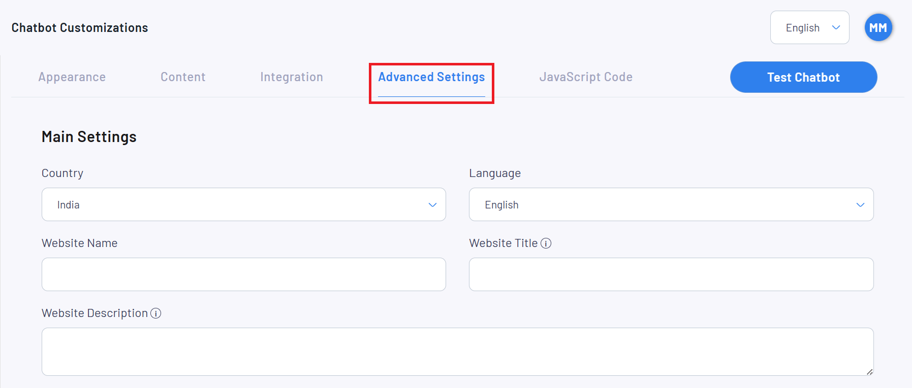 configure advance settings